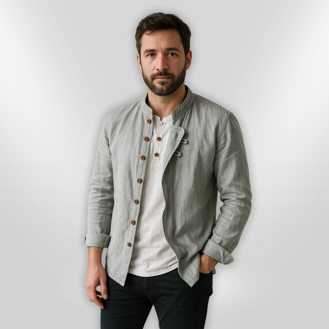 Chemise Homme Style Katana Asymétrique Tissu Léger et Respirant 3