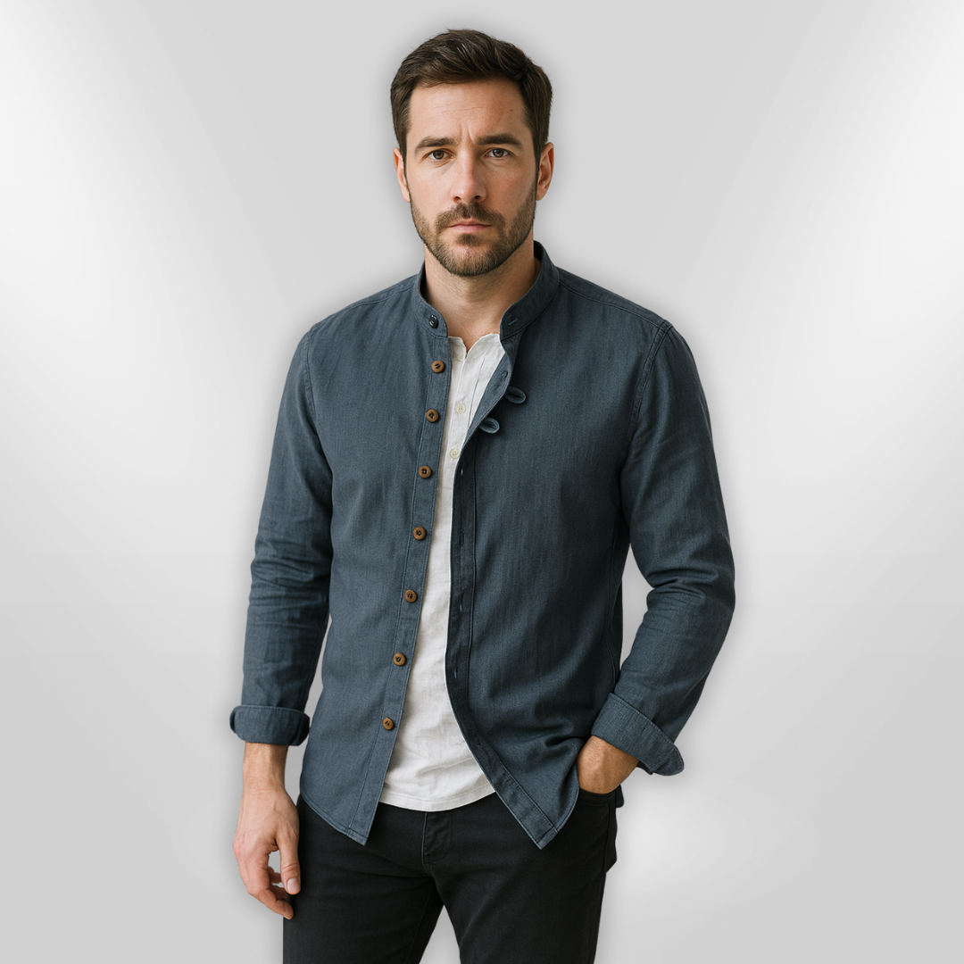 Chemise Homme Style Katana Asymétrique Tissu Léger et Respirant 6