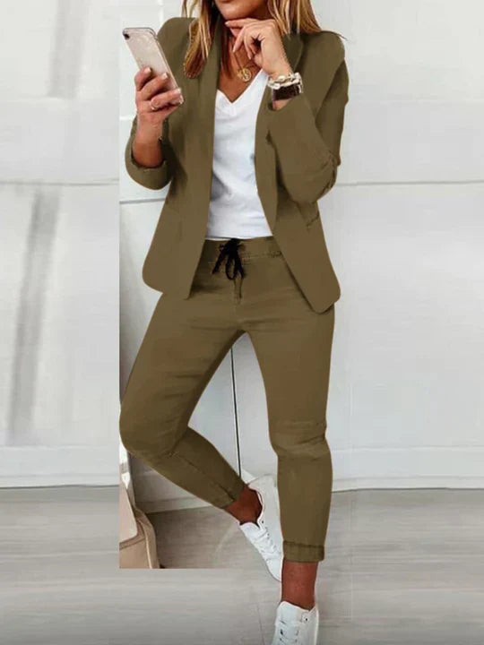 Kvinders Blazer Sæt Elegant Uldmix-1
