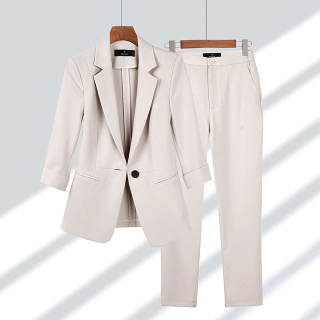 Dame Blazer Sæt Elegant Design Skræddersyet Polyester Viskose-1