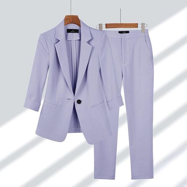 Variant image for Dame Blazer Sæt Elegant Design Skræddersyet Polyester Viskose-25
