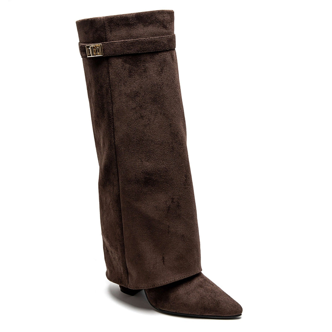 Cizme cu toc înalt pentru femei, elegante, din piele PU, cu toc bloc 6