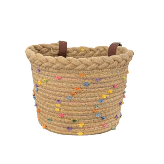 Coș Bicicletă Împletit cu Detalii Decorative pentru Ghidon 5