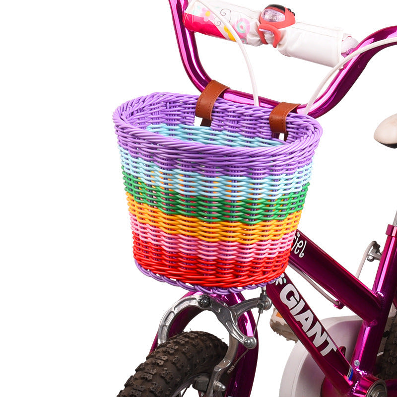 Coș Frontal Țesut pentru Bicicletă cu Curele Reglabile pentru Ghidon 4