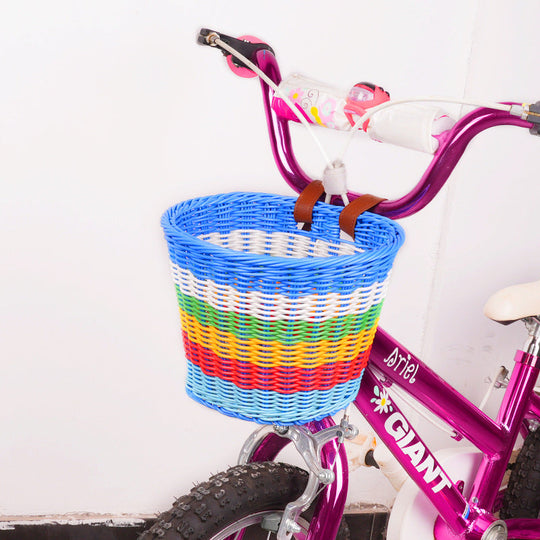 Coș Frontal Țesut pentru Bicicletă cu Curele Reglabile pentru Ghidon 5