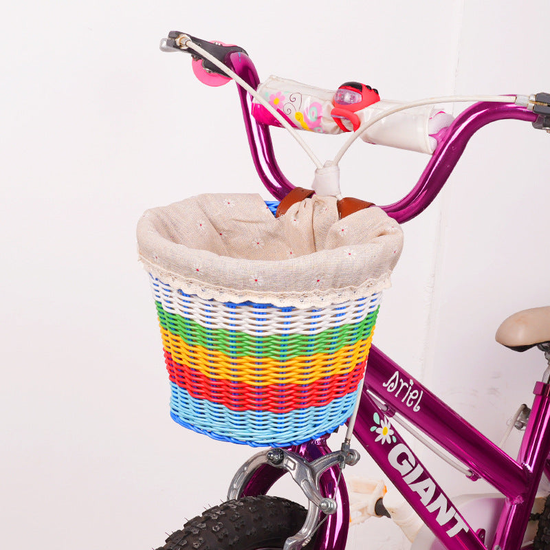 Coș Frontal Țesut pentru Bicicletă cu Curele Reglabile pentru Ghidon 6