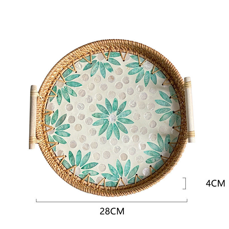 Coș de Servire Rotund cu Design Floral pentru Femei 0
