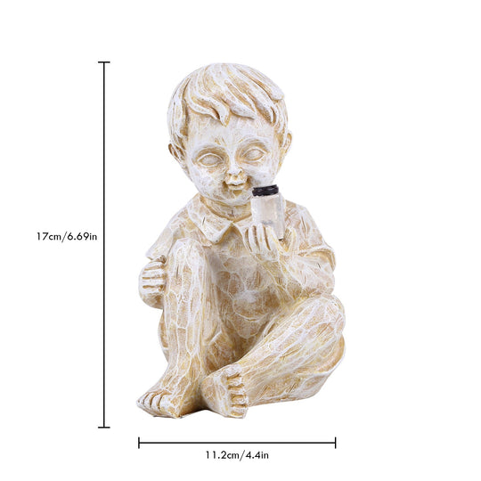 Copii Cu Statuete De Grădină Cu Licurici Solari