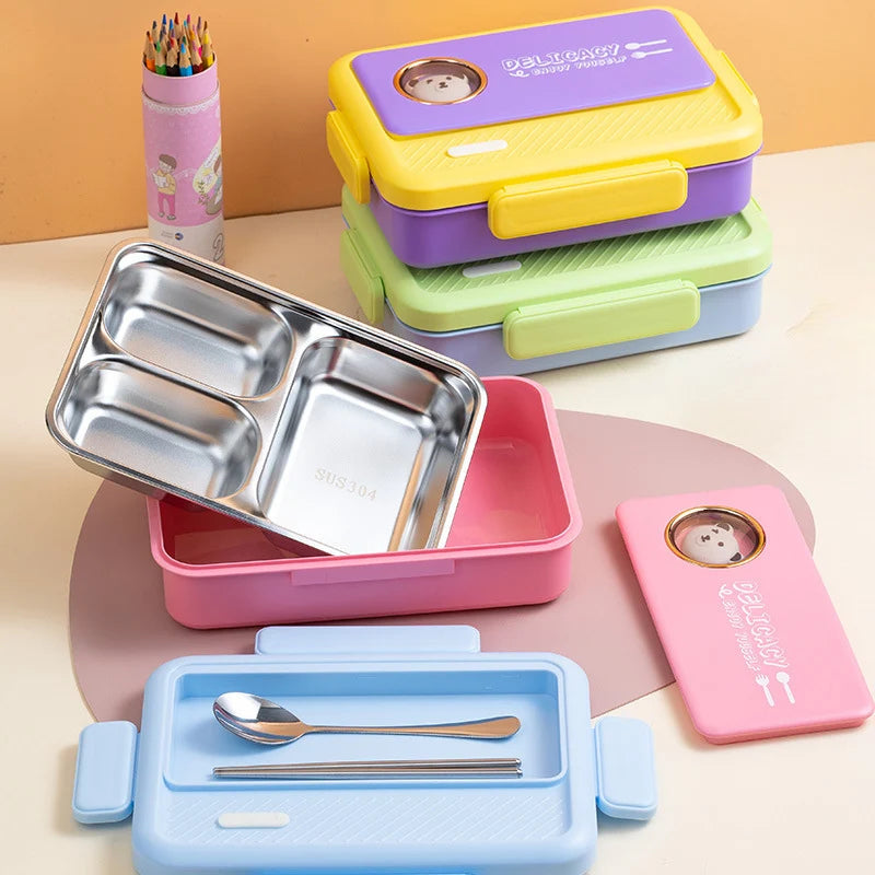 Cutie de prânz Bento cu compartimente multiple și design cu animale pentru copii și adulți 1