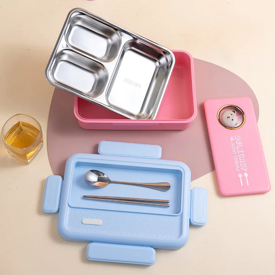 Cutie de prânz Bento cu compartimente multiple și design cu animale pentru copii și adulți 2