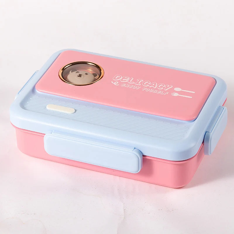 Cutie de prânz Bento cu compartimente multiple și design cu animale pentru copii și adulți 8