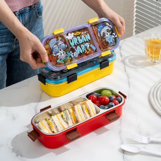 Cutie de prânz Bento cu design creativ și compartimente multiple 2