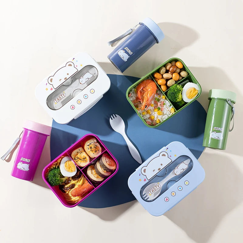 Cutie de prânz Bento multifuncțională cu compartimente multiple pentru femei 5