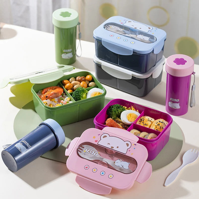 Cutie de prânz Bento multifuncțională cu compartimente multiple pentru femei 6