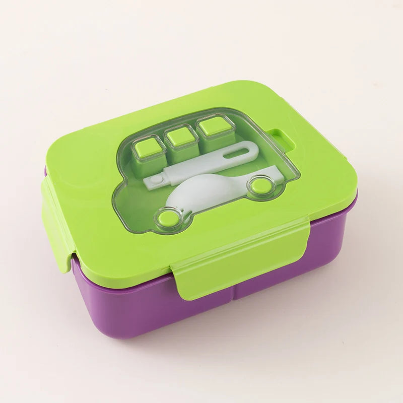 Cutie de prânz Bento pentru copii cu compartimente multiple și tacâmuri incluse 0