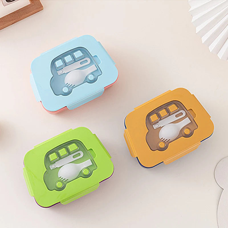 Cutie de prânz Bento pentru copii cu compartimente multiple și tacâmuri incluse 2