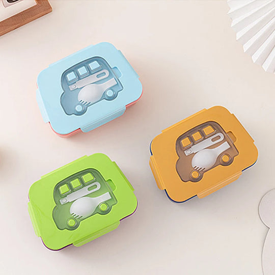 Cutie de prânz Bento pentru copii cu compartimente multiple și tacâmuri incluse 2