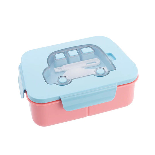 Cutie de prânz Bento pentru copii cu compartimente multiple și tacâmuri incluse 4