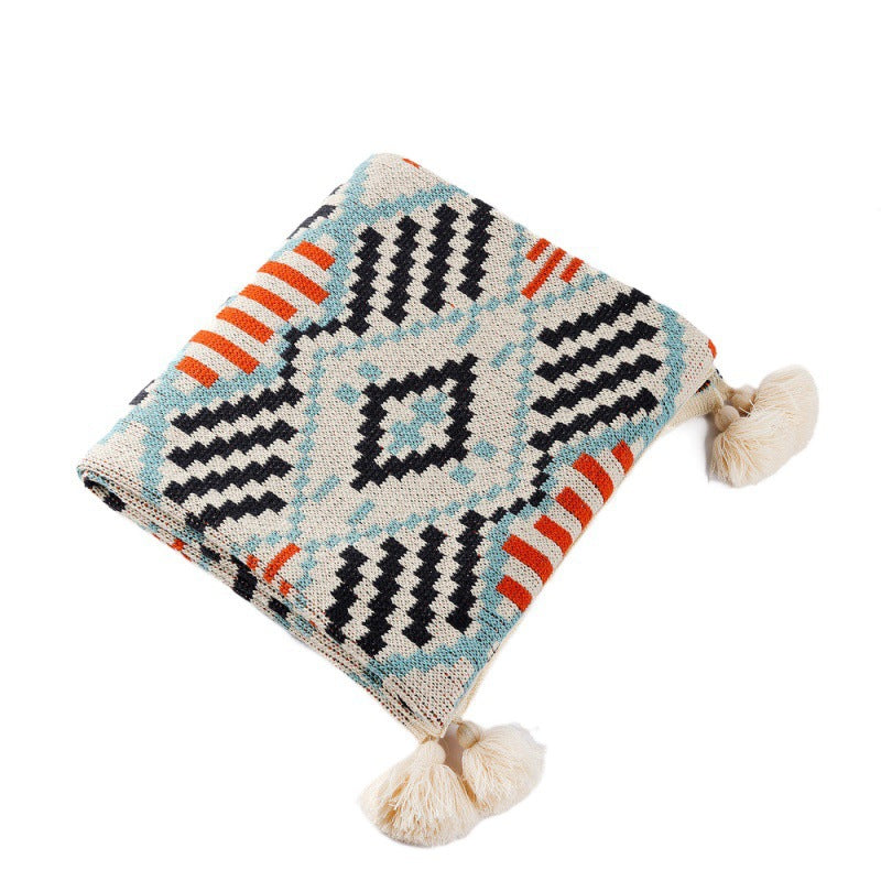 Cuvertură tricotată cu model aztec pentru decor interior 4