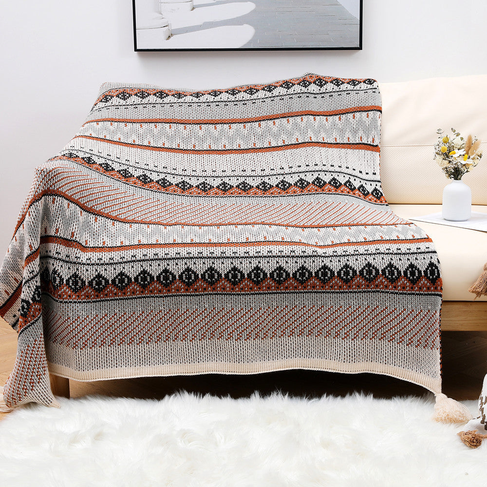 Cuvertură tricotată cu model aztec pentru decor interior 6