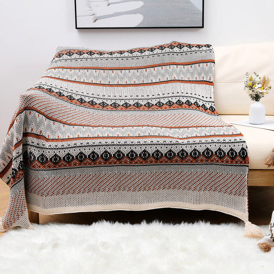 Cuvertură tricotată cu model aztec pentru decor interior 6