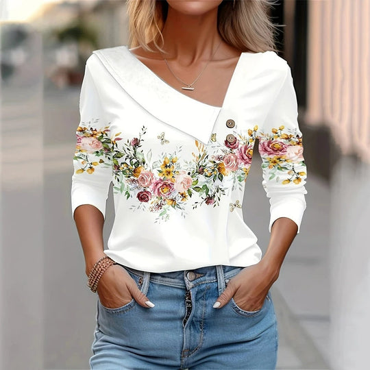 Dames Blouse Met Lange Mouwen Bloemenprint 4