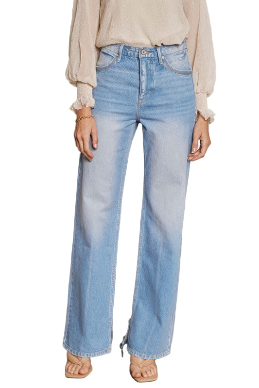 Dames Flared Jeans Hoge Taille Licht Denim Retro Stijl 2