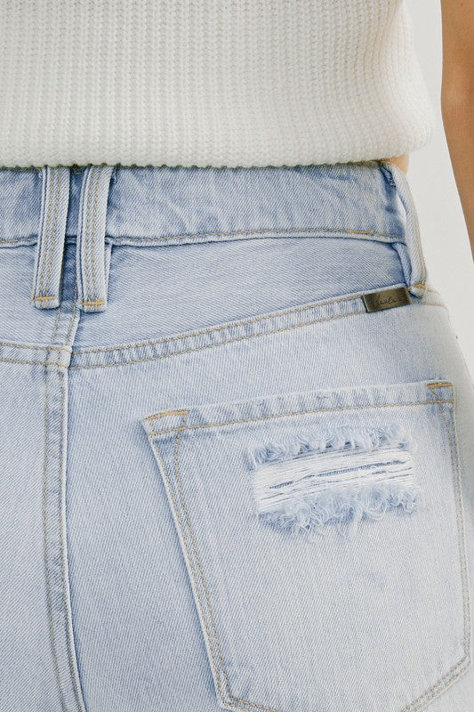 Dames Hoge Taille Versleten Jeans Licht Denim 3
