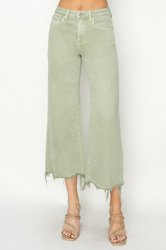 Dames Hoge Taille Wijde Cropped Broek 0