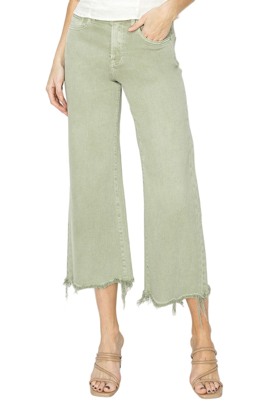 Dames Hoge Taille Wijde Cropped Broek 1