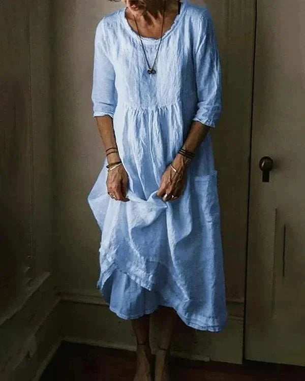 Dames Midi Dress Vintage-Inspiratie Katoen-Linnen 0