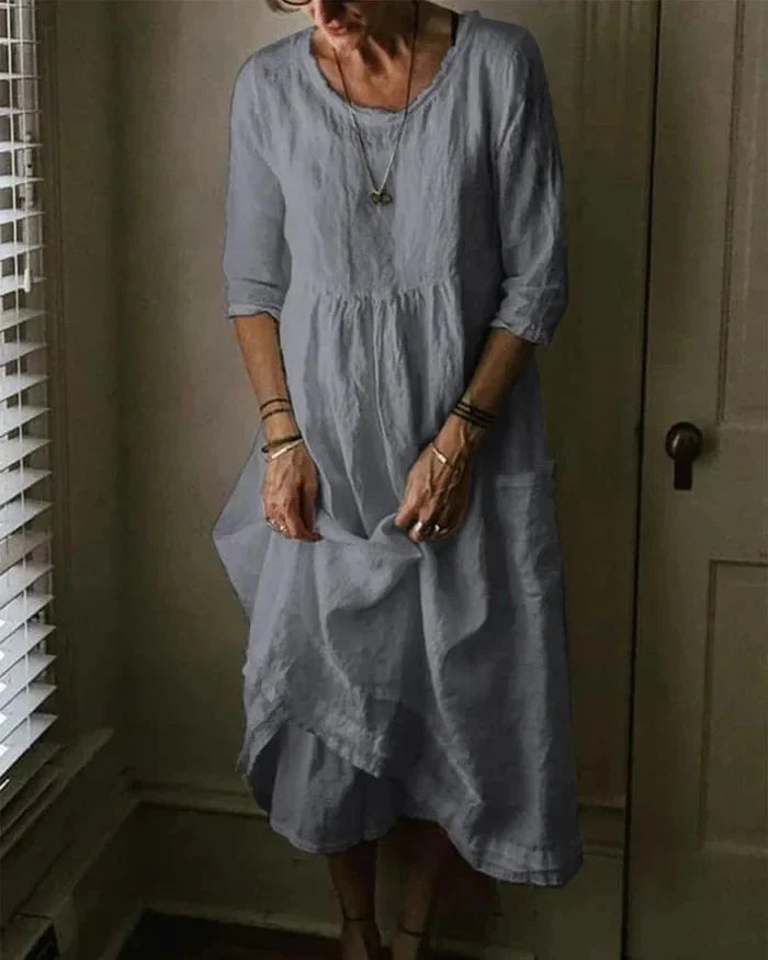 Dames Midi Dress Vintage-Inspiratie Katoen-Linnen 4