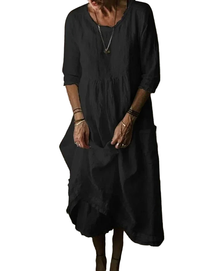 Dames Midi Dress Vintage-Inspiratie Katoen-Linnen 5