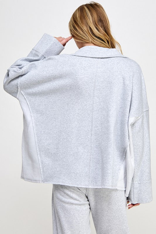 Dames Pullover V-Hals Dolman Mouw Grijs 2