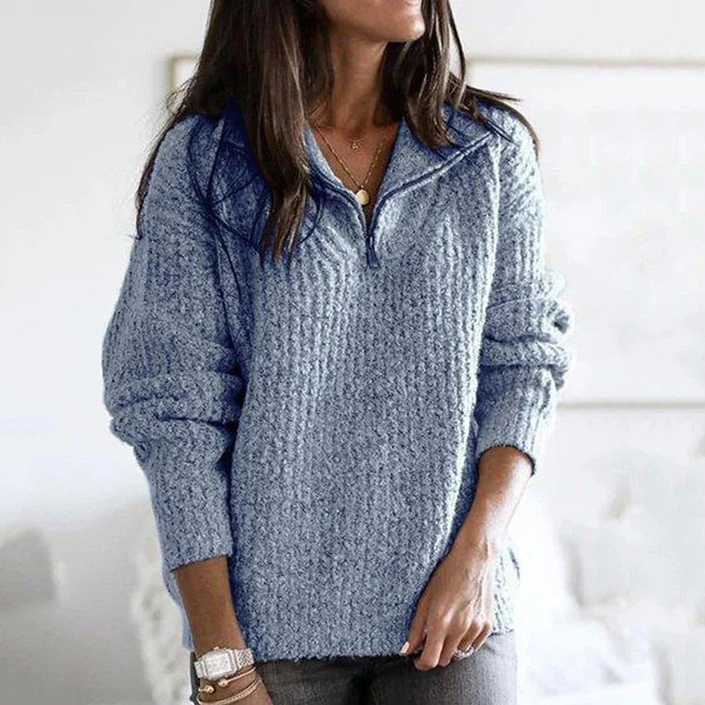 Dames Pullover met Half Reißverschluss Casual Stijl 1
