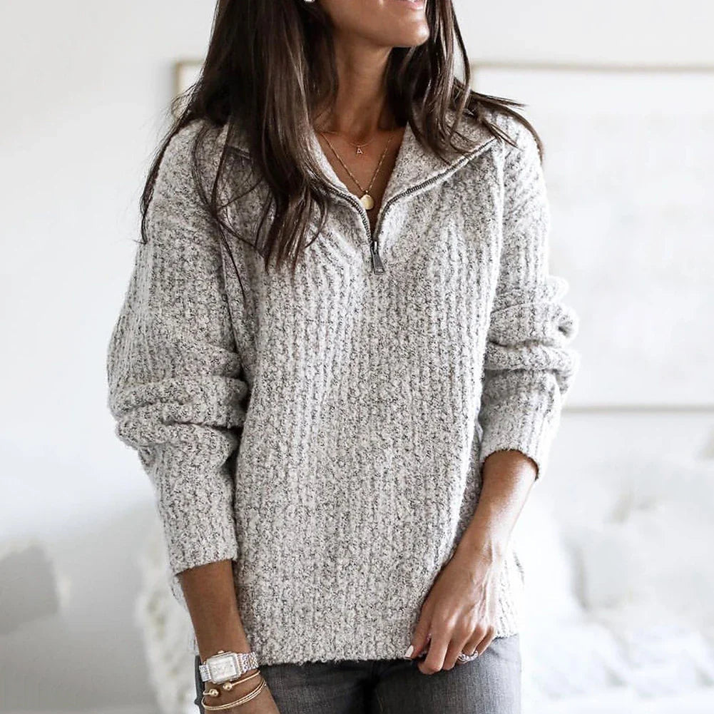 Dames Pullover met Half Reißverschluss Casual Stijl 2