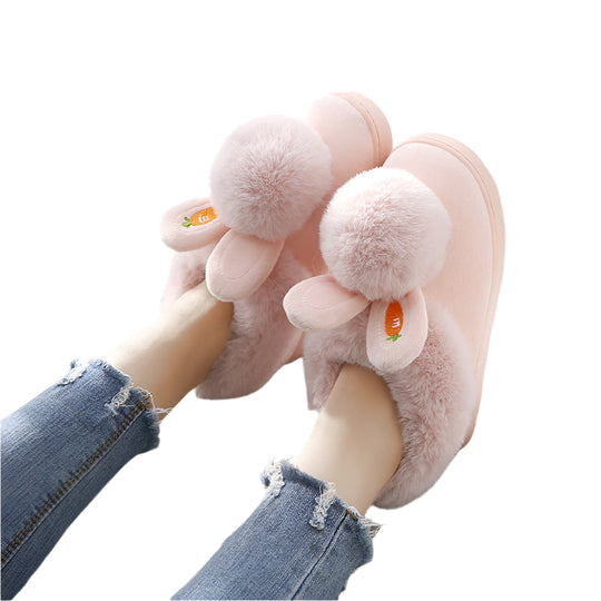 Dames Slippers Konijnenoren Antislip Zool Hoogwaardige Stof 0