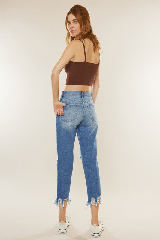 Dames Spijkerbroek Hoge Taille Mom Fit Denim 2
