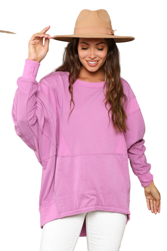Dames Sweatshirt Contrast Franse Terry 0