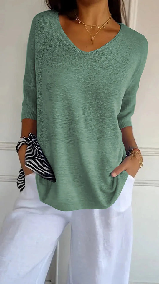 Dames Top V-Ausschnitt Casual Chic 1