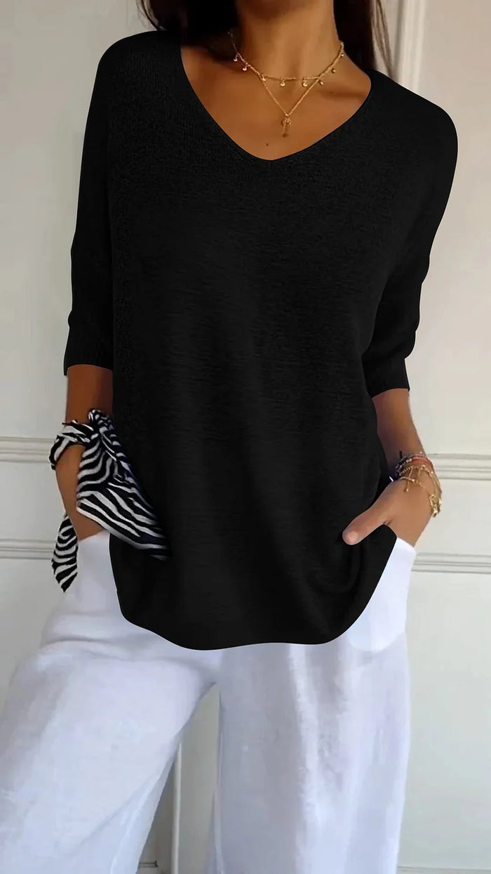 Dames Top V-Ausschnitt Casual Chic 2