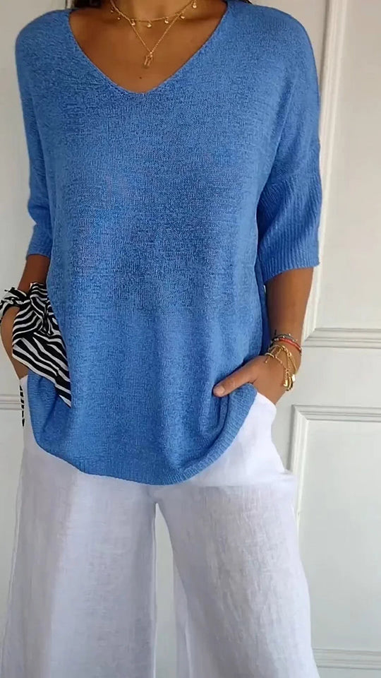 Dames Top V-Ausschnitt Casual Chic 4