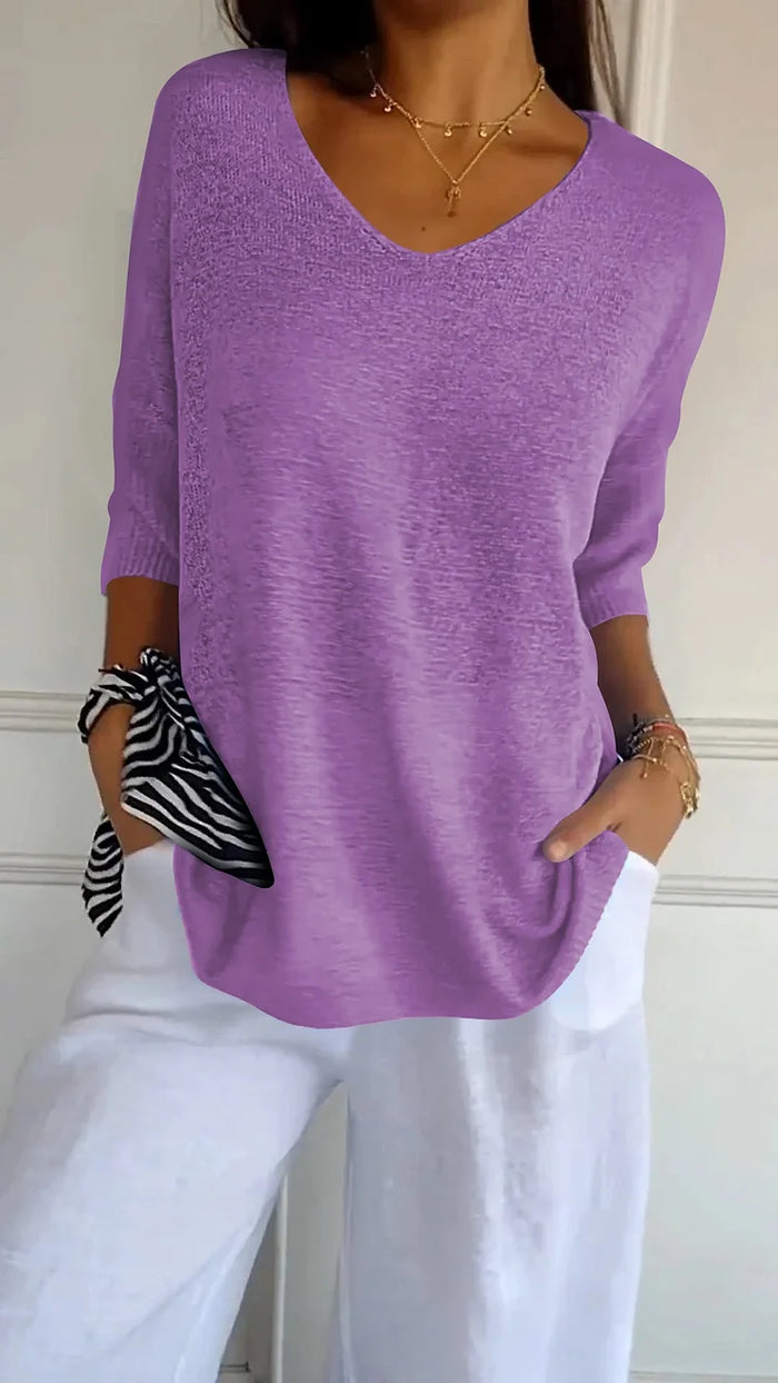 Dames Top V-Ausschnitt Casual Chic 6