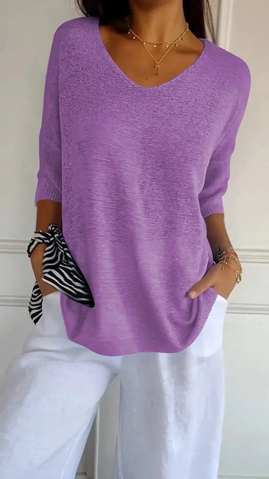 Dames Top V-Ausschnitt Casual Chic 6
