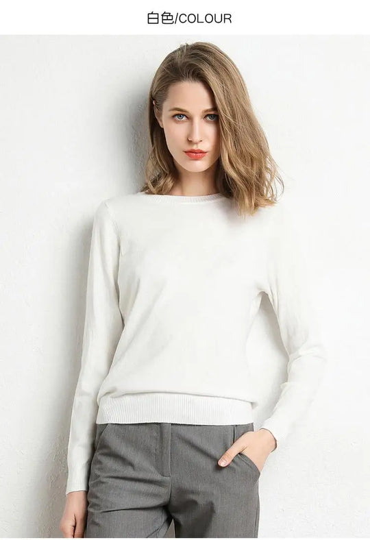 Dames Trui Merino Wol O-Hals Pullover Lange Mouwen 8