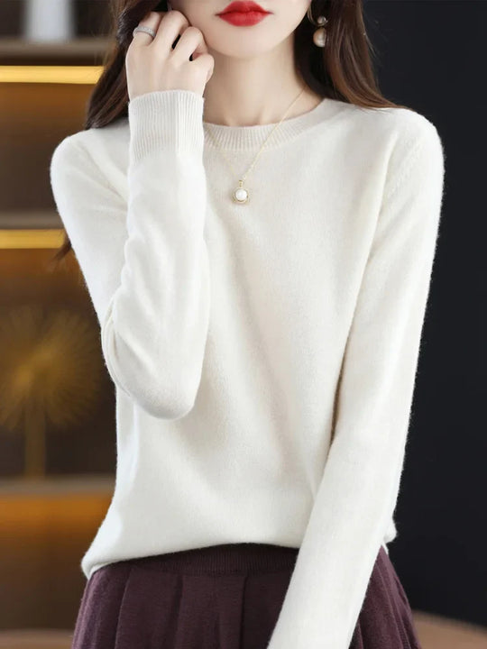 Dames Trui O-Hals 100% Merino Wol Normale Pasvorm Lange Mouwen 4
