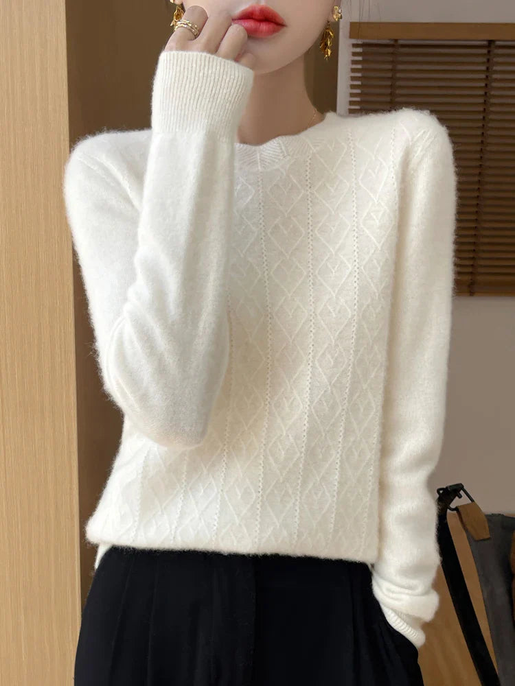 Dames Trui O-hals Gebreid van 100% Merino Wol voor Casual en Formele Gelegenheden 10
