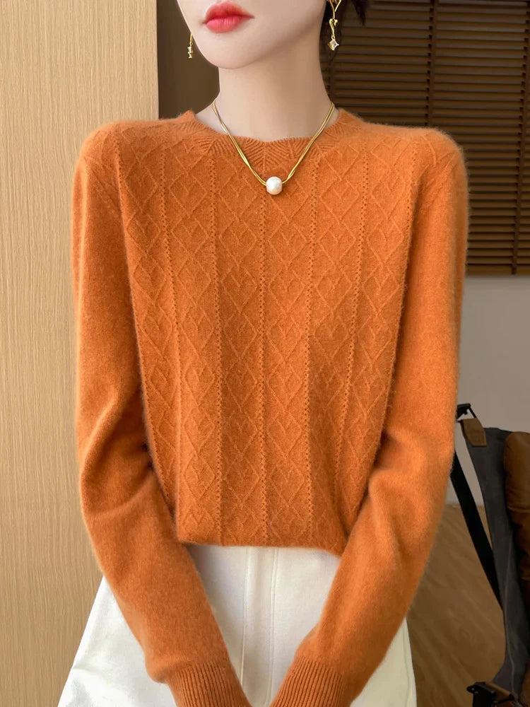 Dames Trui O-hals Gebreid van 100% Merino Wol voor Casual en Formele Gelegenheden 2