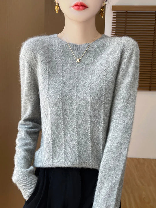 Dames Trui O-hals Gebreid van 100% Merino Wol voor Casual en Formele Gelegenheden 3