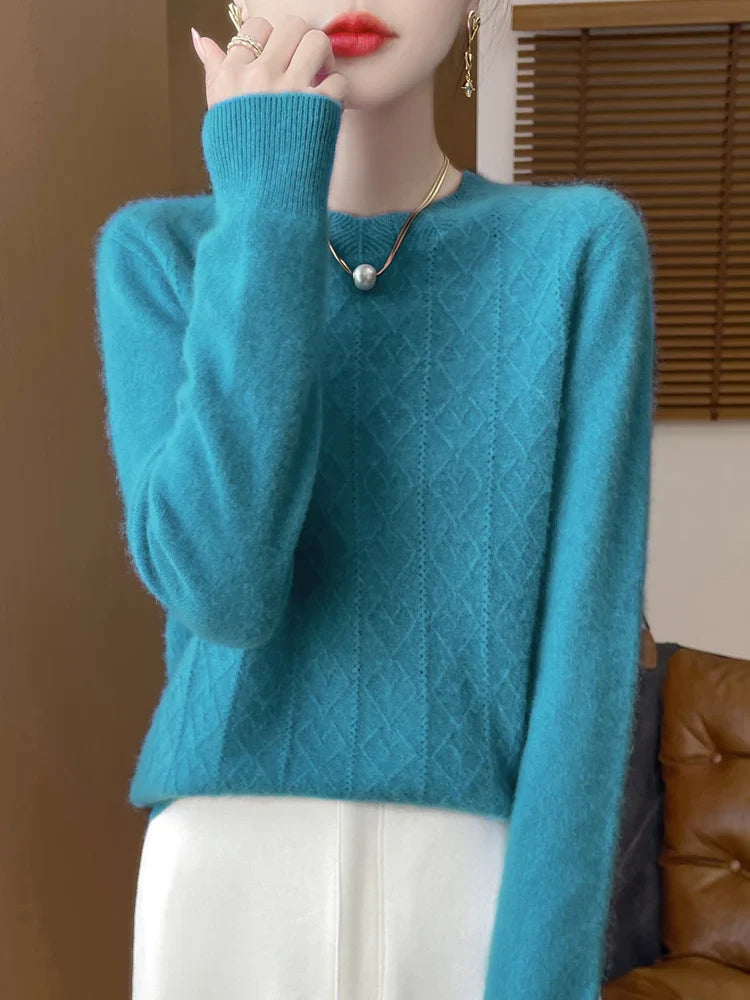 Dames Trui O-hals Gebreid van 100% Merino Wol voor Casual en Formele Gelegenheden 5